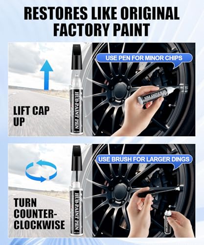 Amiss Full Matte Black Rim Repair Kit, Wheel Paint and Rim Paint Touch Up Pen for Curb Rash, Universal Alloy Wheel Scratch Repair for Scratches and Scuffs, Car Accessories (Full Matte Black) - color: Full Matte Black