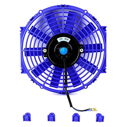 Auto Dynasty 10" Universal 12V Electric Radiator Cooling Fan Kit, Blue - color: Blue, size: 10 Inch Diameter
