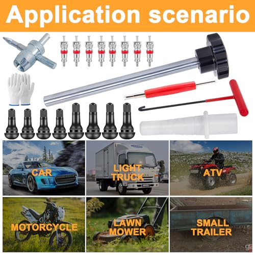 Richcat 51025 Quick Tire Valve Change Tool for Cars,Tire Valve Stem Core Quickly Replacement Tool Kit,Perfect Tool for Replacing Leaky Valves in Cars,ATVs,Trucks, etc.with TR413/TR414 - size: Set A