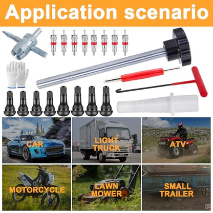 Richcat 51025 Quick Tire Valve Change Tool for Cars,Tire Valve Stem Core Quickly Replacement Tool Kit,Perfect Tool for Replacing Leaky Valves in Cars,ATVs,Trucks, etc.with TR413/TR414 - size: Set A