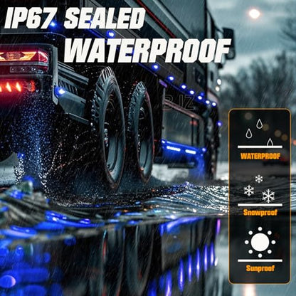 BJZ 3.8" Strobe+Steady Marker Lights Strip Dual Function Blue Trailer LED Side Clearance Tail Bumper Griller Flash Lights 12V Running Warning Waterproof Light for Trailer Truck Van RV ATV Bus, 10Pcs - color: Blue, 10Pcs
