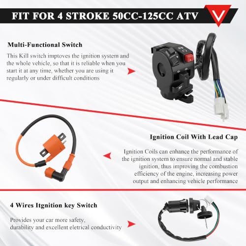 PRO BAT Chinese ATV Electric Wiring Harness AC 6-Pin CDI 4-Wire Rectifier - color: O Spark Plug/Ignition Coil & S Regulator