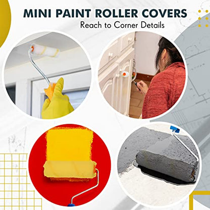 Leumoi 100 Pcs 4 Inch Microfiber Paint Roller Covers, Yellow White - color: Yellow/White