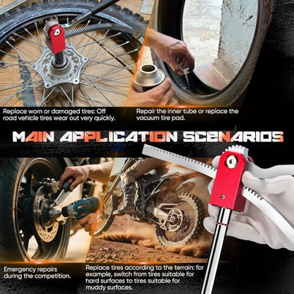 Dirt Bike Tire Changing Tool Kit Complete Package for Motocross, Enduro, Dirt Bikes 16" to 21" Wheels, Includes 15/17/20/25mm Axles, Colorful