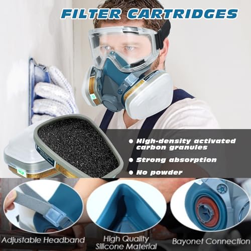 Blue Half Facepiece for Painting, Sanding, Polishing, Woodworking, Epoxy Resin Work, Paint Facepiece for Painters