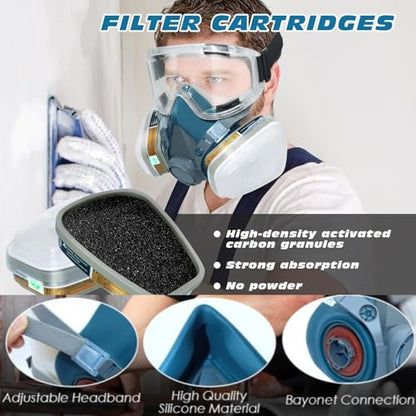 Blue Half Facepiece for Painting, Sanding, Polishing, Woodworking, Epoxy Resin Work, Paint Facepiece for Painters