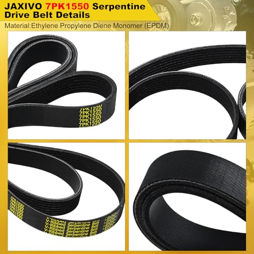 K070610 Serpentine Drive Belt V-Ribbed for Lexus 13-18 ES350,07-15 GS350,06-18 IS350 Highlander 3.5L,for Toyota 3.5L 13-18 Avalon,12-17 Camry,06-12 RAV4,11-16 Sienna,7PK1550 - size: 7PK1550-1550mm