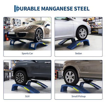 Solid Steel Car Ramp Set, 4 Ton Heavy Duty Truck Maintenance Ramps