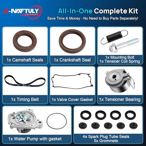 Engine Timing Belt Kit Water Pump Compatible with 2001-2005 Honda Civic 1.7