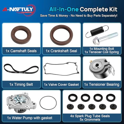 Engine Timing Belt Kit Water Pump Compatible with 2001-2005 Honda Civic 1.7