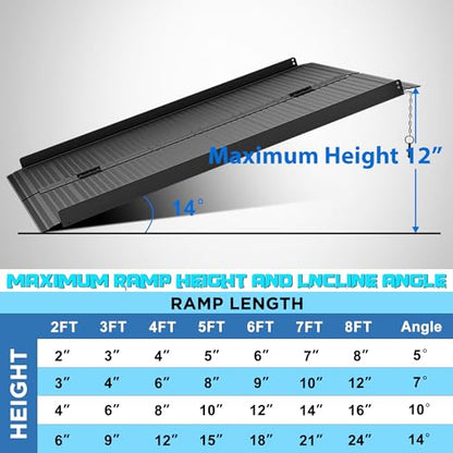 WHALEMOTOR Black Portable Wheelchair Ramp, 4FT No-sew Non-Slip Aluminum Wheelchair Ramp, Folding Portable Wheelchair Ramps for Home, Weight Capacity Up to 800 LBS, Loading Dock Plates - size: 4FT Using height 4-12"