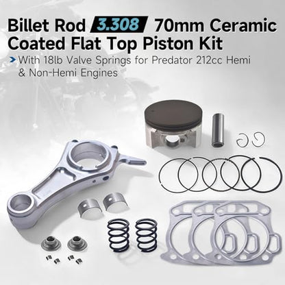 Billet Rod（3.308） Kit for Predator 212cc Hemi and Non-Hemi versions Engine - size: with 18lb Valve Spring Kit