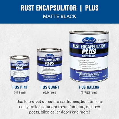Eastwood Matte Black Rust Encapsulator Plus | Long Lasting Durable Finish 1 Coat Maximum Rust Protection | Heat Resistance up to 350 degrees Fahrenheit | Matte Black Quart | 2 Pack - size: 32 Ounce (Pack of 2)
