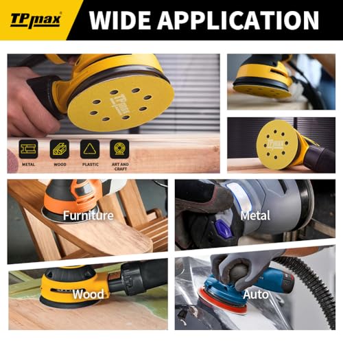 100PCS 5 Inch 220 Grit 125mm 8 Hole Sanding Discs Sandpaper - Premium Gold Round Hook and Loop for Random Orbital Sander - Ideal for Wood, Metal, Automotive - style: 220 Grit - 100 Pack