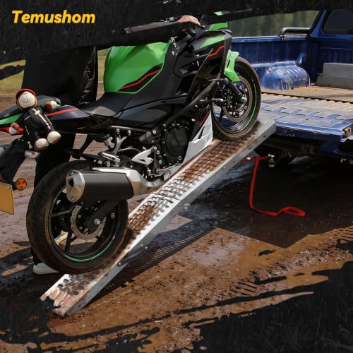 Temushom 83" Folding Truck Ramps, 1000 Lbs Capacity, 2 Pcs - size: Silver-83'' L-Usable Height: under 30''