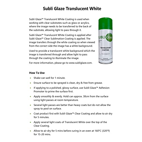 Translucent White Coating Subli Glaze is The only do-it-Yourself Sublimation Coating Solution Designed to Enable Sublimation Decoration on a Wide Range of Surfaces - color: Translucent White Coating