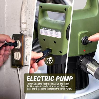 TERA PUMP Electric Transfer Drum Pump with Adjustable Suction Tube - style: Adjustable Intake