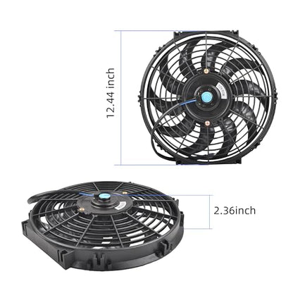 12" Slim Fan Push Pull Electric Radiator Cooling Fan, Black, 2 Packs - color: Black, size: 12'’(2 Pack)