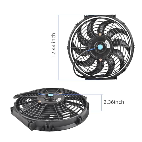 12" Slim Fan Push Pull Electric Radiator Cooling Fan, Black, 2 Packs - color: Black, size: 12'’(2 Pack)