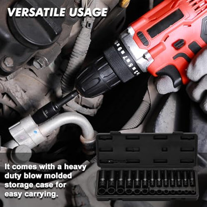 CASOMAN 27 Pieces 3/8-Inch Drive Impact Socket Set, Deep & Shallow, Metric (7mm - 19mm), 6 Point, CR-V Steel - size: 3/8"Dr. Metric