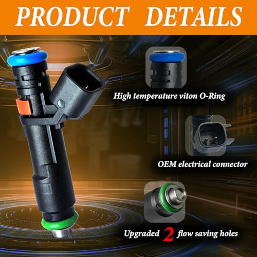 Set of 4 Upgraded 2 Holes Fuel Injectors Fits for Jeep: Cherokee/Compass/Renegade, For Ram Promaster City, Chrysler 200, Fiat 500X, Dodge Dart, 2014-2023, 2.4L 2.0L,OEM# 4593986AB.