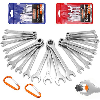 HORUSDY 20-Piece Mini Wrench Set, Metric & SAE Combination Wrench Set - style: 20-Piece Mini Wrench SetMetric&SAE)