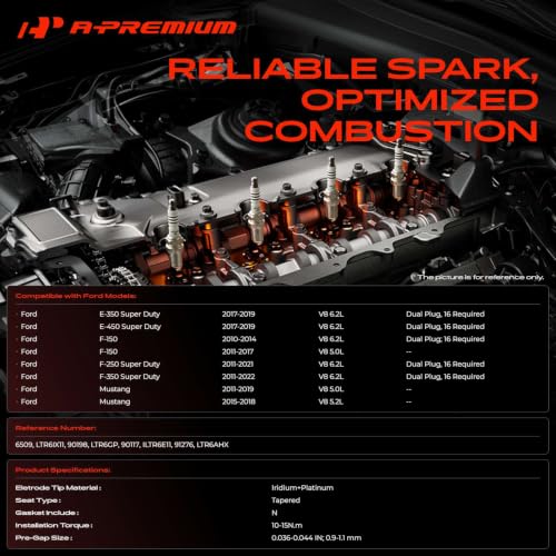 A-Premium Iridium Platinum Spark Plugs Pack of 8, Fine Wire, V8 Engine - style: Pack of 8