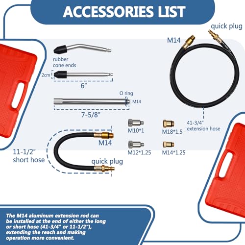 Handor Compression Leakdown Detector Leakage Test Set Cylinder Leak Down Tester Kit Dual Gauge Leakdown Detector Tool Set for Pressure Check & Leakage Rate Test Gasoline Engine