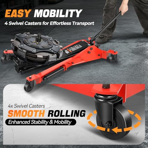Auto Dynasty Truck Clutch & Flywheel Jack, Heavy Duty Hydraulic – 300 lbs Capacity, 18" Pump Handle, 11.3" to 38.6" Lift Range, with Splined Alignment Shafts & Swivel Casters