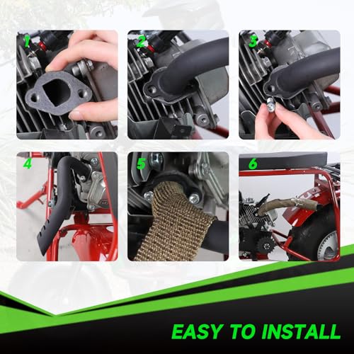 212cc Exhaust Pipe Kit Compatible with Predator 212 196cc 224cc Coleman Mini Bike CT200U CT200U-EX BT200X KT196 Go Kart Baja Warrior GX160 GX200 OHV Clone Engine Parts w/Valve Springs (Black) - color: Black