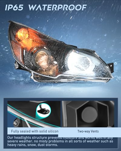 Nilight Headlight Assembly Compatible with 2010 2011 2012 2013 2014 Subaru Legacy/Outback Black Housing Amber Reflector Clear Lens Headlights Replacement Driver and Passenger Side - color: Black Housing + Amber Reflector