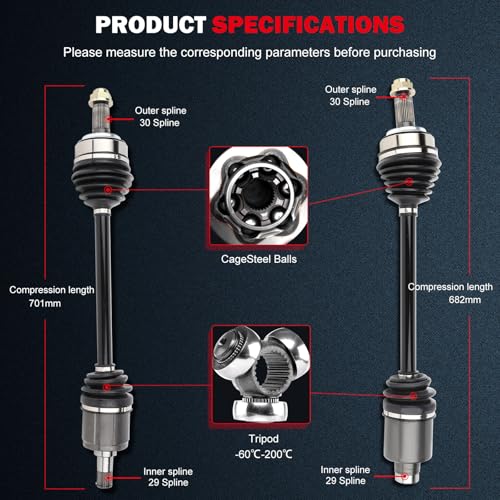 CCIYU Front- CV Axle Shaft Assembly for Honda for Odyssey 2005-2006 604224 - size: 83-1802