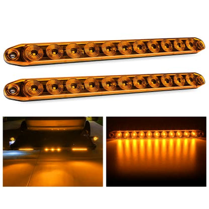 Nilight 16" Trailer Marker ID Bar 2PCS 11 LED Amber Turn Signals Tail Light - color: 2Pcs 16" Amber 11LED
