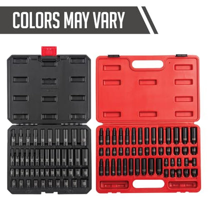 SUNEX TOOLS 1848, 1/4 Inch Drive Master Impact Socket Set, 48-Piece, SAE/Metric, 3/16 Inch - 9/16 Inch, 4mm - 15mm, Standard/Deep, Cr-Mo Alloy Steel, Radius Corner Design, Heavy Duty Storage Case