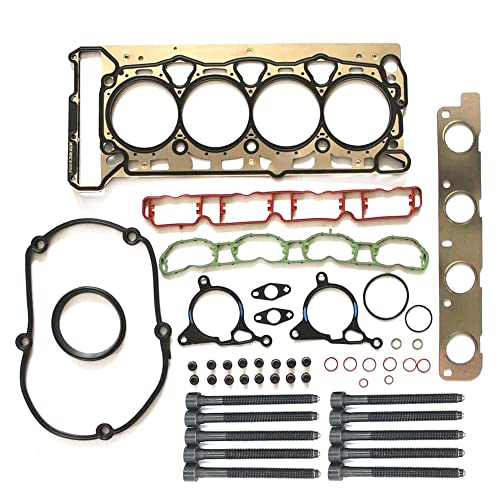 Partsflow Cylinder Head Gasket Kit w/ 10 Head Bolts For Audi A3 For Audi A4 For Audi A5 For Audi TT For VW Beetle For VW CC For VW Eos For VW GTI For VW Golf For VW Jetta For VW Passat 2.0L L4 - color: 06H 198 012