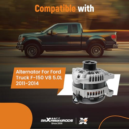 maXpeedingrods Alternator for Ford F150 2011-2014 V8 5.0L 4951cc 302cid, 11532 104210-6270 CL3T-10300-AA AL3T-10300-CA