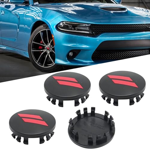 MDEOOSKY 4Pcs 6CZ27RM8AA 63mm 2.5" Wheel Center Cap Covers, Replacement for Dodge Charger, Challenger, Durango Replace 6CZ27DX8AA (Red) - color: Red