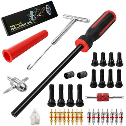 36PCS Heavy-Duty Metal Hook Valve Stem Tool Kit - No Tire Removal, Quick Leaky Valve Replacement, Longer Puller for Pressure Check - Durable for Cars, Motorcycles, ATVs