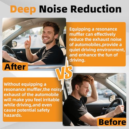 Exhaust Resonator 3" Inlet, A-KARCK 3" Inlet 3" Outlet 12" Overall Length Muffler Resonator Deep Tone Clear Up Rasp - size: 3" Inlet/Outlet 12" Long - Polished