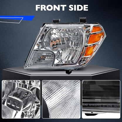 Front Headlight Assembly Pair Compatible with 2009-2020 Nissan Frontier - size: 09-20 Frontier Amber