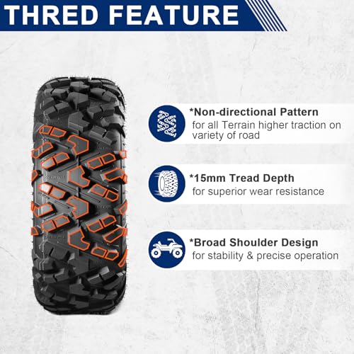MaxAuto AT25x10-12 ATV UTV Tires, 25x10x12 All Terrain Sport ATV Tires for All Trail Tire, 25 10 12 Mud Sand Off-Road Tire, 6PR Tubeless, 2 Pack - size: 25X10-12