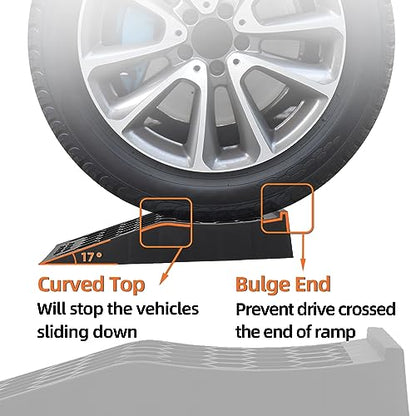OULEME 2.44" Lift Low Profile Car Service Tire Ramp, 17"x9.5"x3.1", 4PK - size: L17" (4 Pack)
