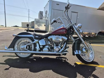 TOFR 21x3.5 16x3.5 Chrome Fat Spoke Wheels For Harley Softail Models 00-22 - color: Chrome, size: Front:21x3.5 Rear:16x3.5