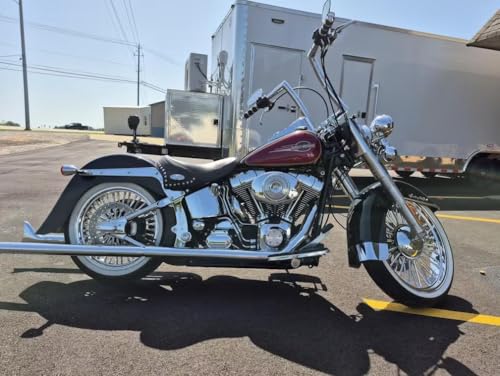 TOFR 21x3.5 16x3.5 Chrome Fat Spoke Wheels For Harley Softail Models 00-22 - color: Chrome, size: Front:21x3.5 Rear:16x3.5