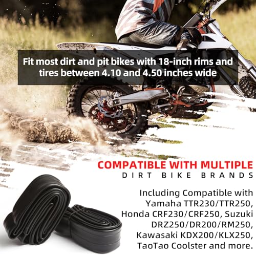 AR-PRO (2-Pack) 4.10/4.50-18" Heavy duty Dirt Bike Inner Tube with TR4 Straight Valve for 110/100-18,110/90-18,110/80-18,120/90-18,120/80-18,100/100-18 Motorycle Rear Tire - size: 4.10/4.50-18", TR4 Valve