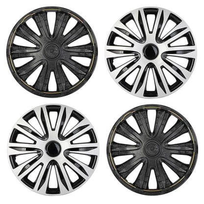 SCITOO Fit 17 Inch Hubcaps 4X Black & Silver Wheel Cover Universal-Fit