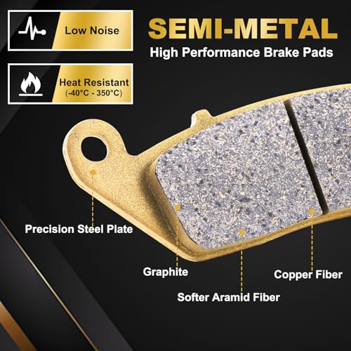 Front Rear Semi-Metal Brake Pads Compatible with Indian Chieftan Chief Classic Vintage Dark Horse Roadmaster 2014 2015 2016 2017 High Performance, Heat Resistant FA347F FA347F FA196R