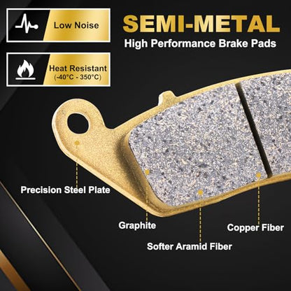 Front Rear Semi-Metal Brake Pads Compatible with Indian Chieftan Chief Classic Vintage Dark Horse Roadmaster 2014 2015 2016 2017 High Performance, Heat Resistant FA347F FA347F FA196R