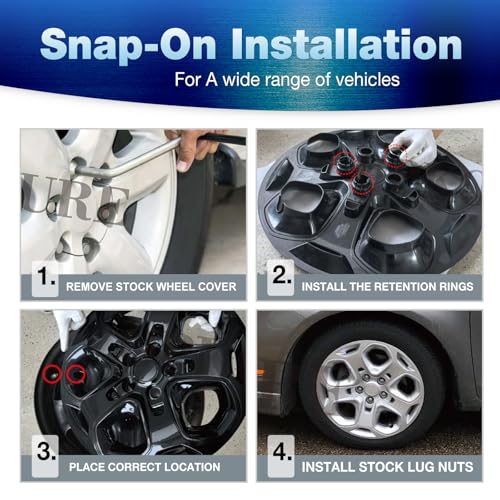17" Hubcaps Wheel Covers for 2010-2012 Ford Fusion, 17 inch Sliver - color: Silver