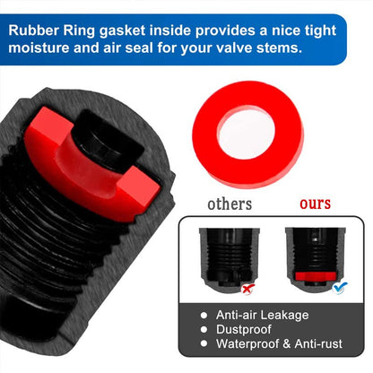 Tire Valve Stem Caps The Upgraded Version has a Sealing Ring for Car, Motorbike, Trucks, Bike， Bicycle ，60 Pack - color: 60 Pack-Black
